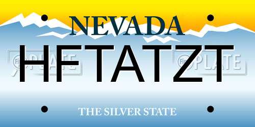 HFTATZT Nevada License Plate