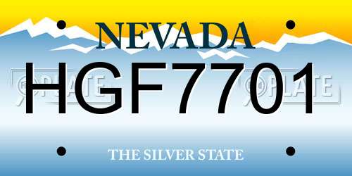 HGF7701 Nevada License Plate