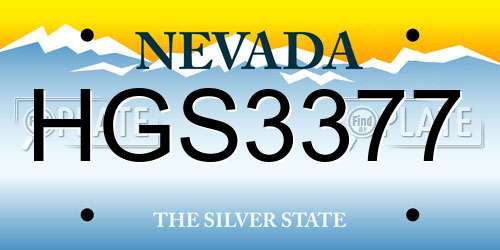 HGS3377 Nevada License Plate