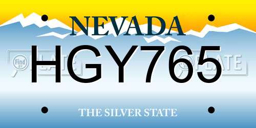 HGY765 Nevada License Plate