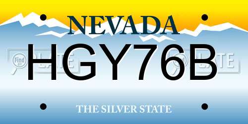 HGY76B Nevada License Plate