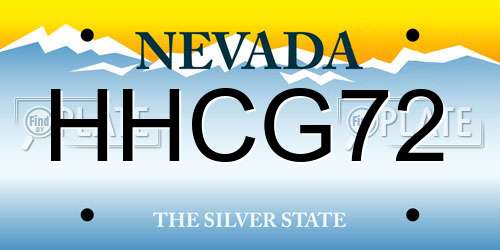HHCG72 Nevada License Plate