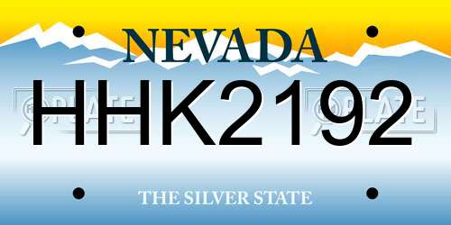 HHK2192 Nevada License Plate