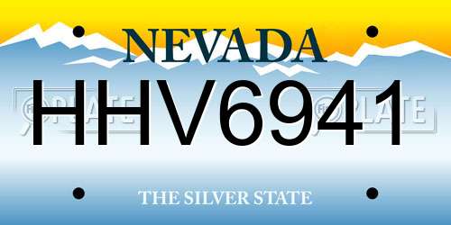 HHV6941 Nevada License Plate