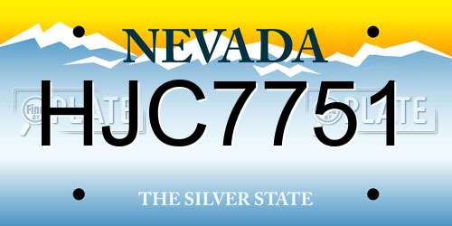 HJC7751 Nevada License Plate