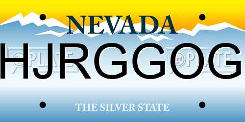 HJRGGOG Nevada License Plate