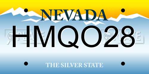HMQO28 Nevada License Plate