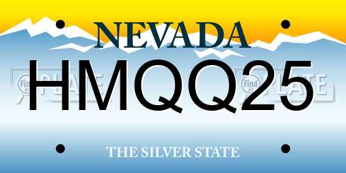 HMQQ25 Nevada License Plate