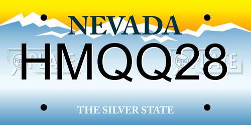 HMQQ28 Nevada License Plate