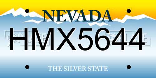 HMX5644 Nevada License Plate