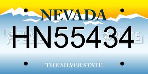 HN55434 Nevada License Plate