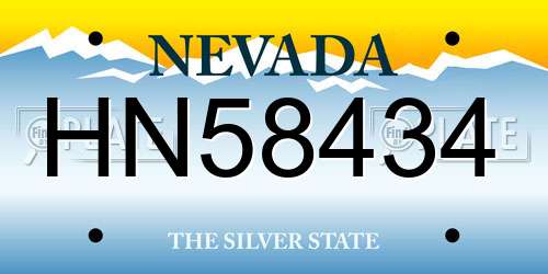 HN58434 Nevada License Plate