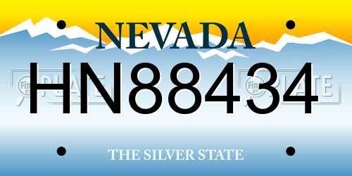 HN88434 Nevada License Plate