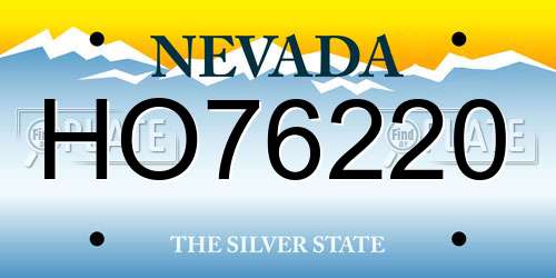 HO76220 Nevada License Plate