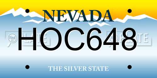 HOC648 Nevada License Plate
