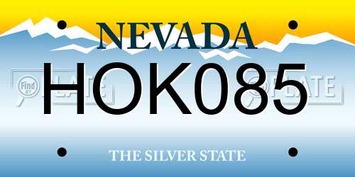 HOK085 Nevada License Plate