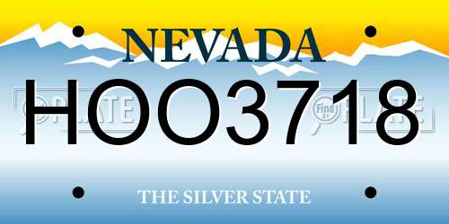 HOO3718 Nevada License Plate