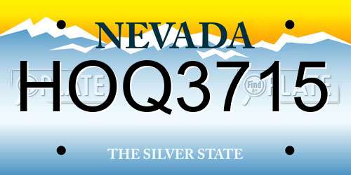 HOQ3715 Nevada License Plate