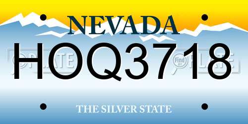 HOQ3718 Nevada License Plate