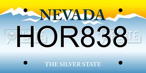 HOR838 Nevada License Plate