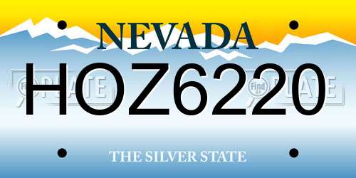 HOZ6220 Nevada License Plate