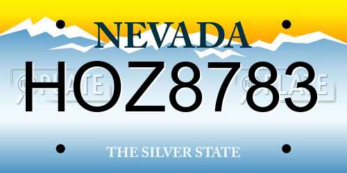 HOZ8783 Nevada License Plate
