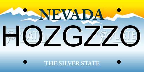 HOZGZZO Nevada License Plate