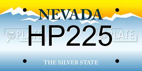 HP225 Nevada License Plate