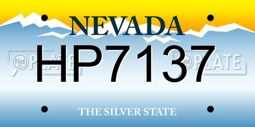 HP7137 Nevada License Plate