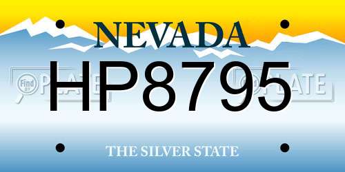 HP8795 Nevada License Plate