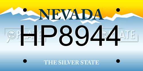 HP8944 Nevada License Plate