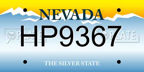HP9367 Nevada License Plate