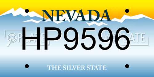 HP9596 Nevada License Plate