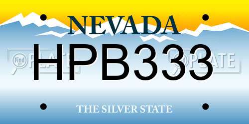 HPB333 Nevada License Plate