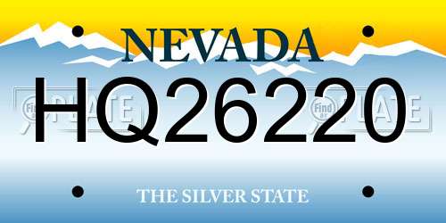 HQ26220 Nevada License Plate
