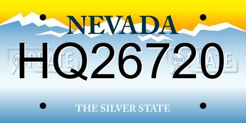 HQ26720 Nevada License Plate