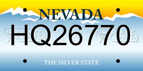 HQ26770 Nevada License Plate