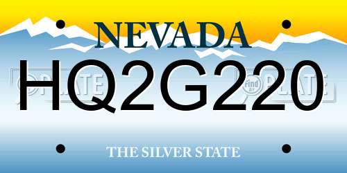 HQ2G220 Nevada License Plate
