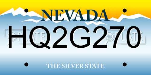 HQ2G270 Nevada License Plate