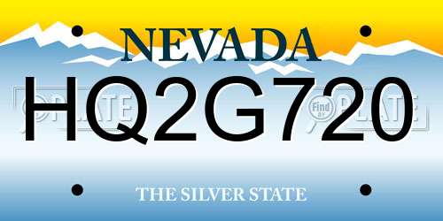 HQ2G720 Nevada License Plate