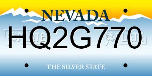 HQ2G770 Nevada License Plate