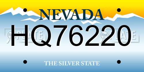 HQ76220 Nevada License Plate