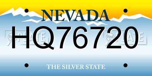 HQ76720 Nevada License Plate
