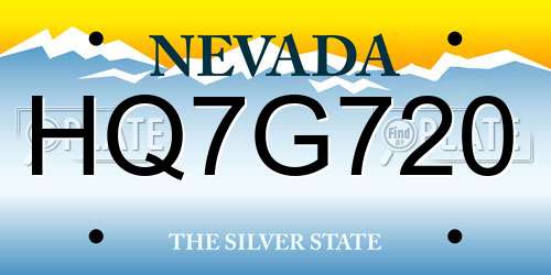 HQ7G720 Nevada License Plate