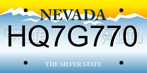 HQ7G770 Nevada License Plate