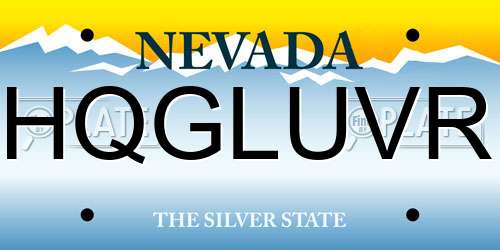 HQGLUVR Nevada License Plate