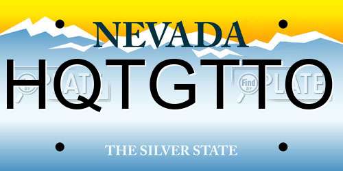 HQTGTTO Nevada License Plate