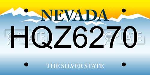 HQZ6270 Nevada License Plate