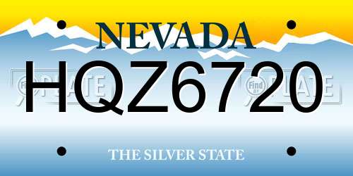 HQZ6720 Nevada License Plate