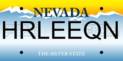 HRLEEQN Nevada License Plate